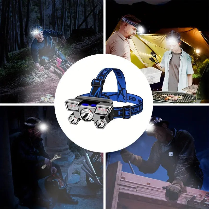 Lampe frontale LED avec batterie rechargeable USB, plusieurs modes d'éclairage, autonomie prolongée SportMix