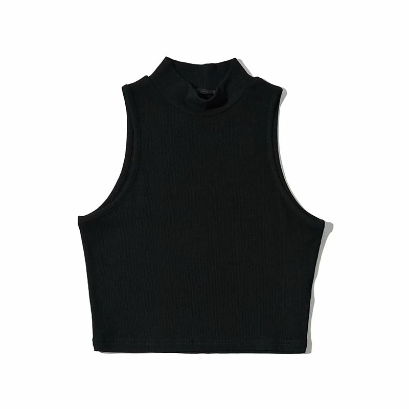 Femme, débardeur court, col rond, stylé
