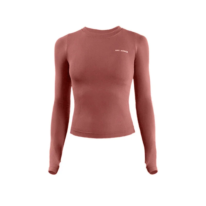 Femme - Haut de yoga à manches longues, t-shirt de course, entraînement, fitness, haut de sport, haut d'entraînement, monochrome