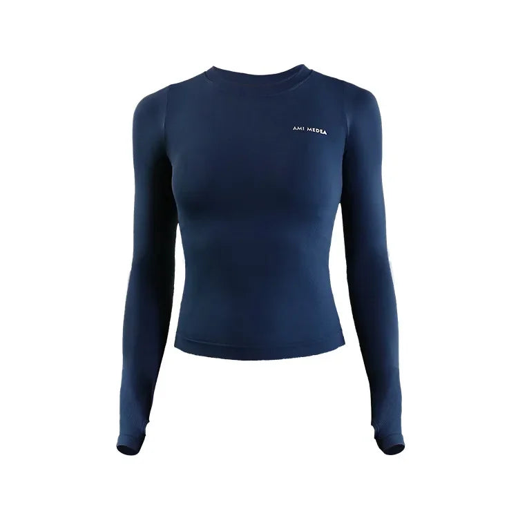 Femme - Haut de yoga à manches longues, t-shirt de course, entraînement, fitness, haut de sport, haut d'entraînement, monochrome