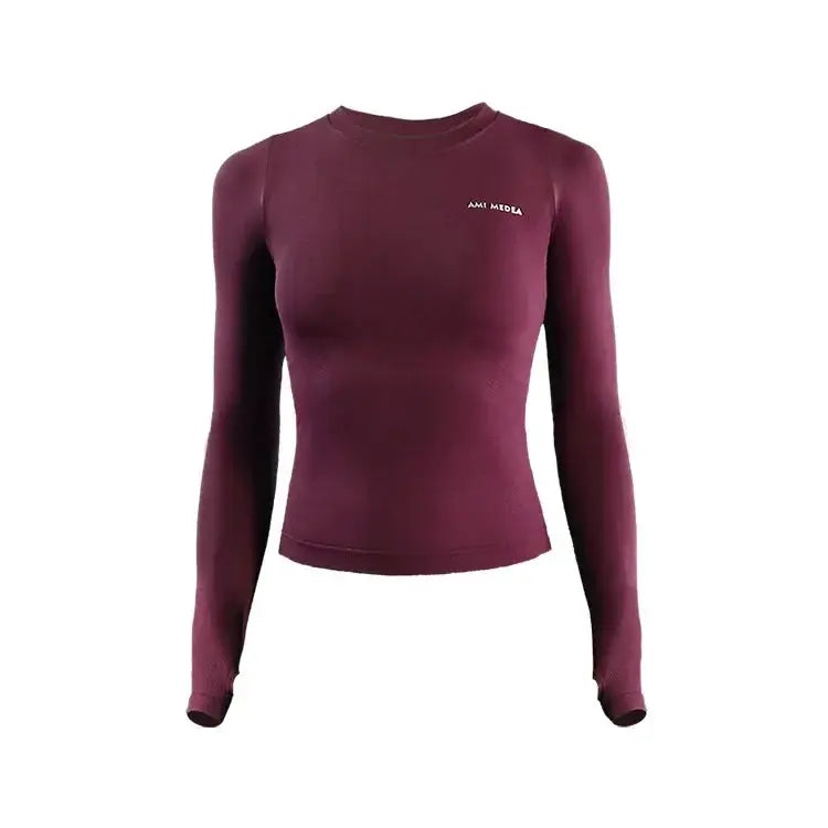 Femme - Haut de yoga à manches longues, t-shirt de course, entraînement, fitness, haut de sport, haut d'entraînement, monochrome
