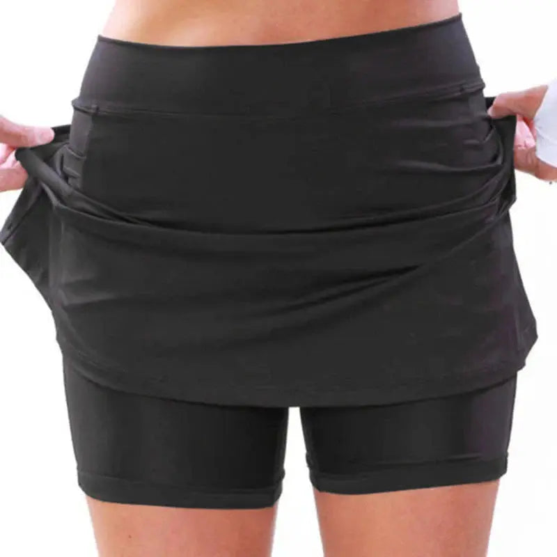Femme - Jupe de sport respirante avec poches pour femme, courte, couleur unie, anti-exposition, pour la course, le tennis, le golf