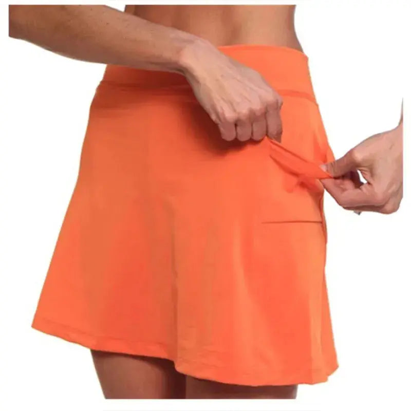 Femme - Jupe de sport respirante avec poches pour femme, courte, couleur unie, anti-exposition, pour la course, le tennis, le golf