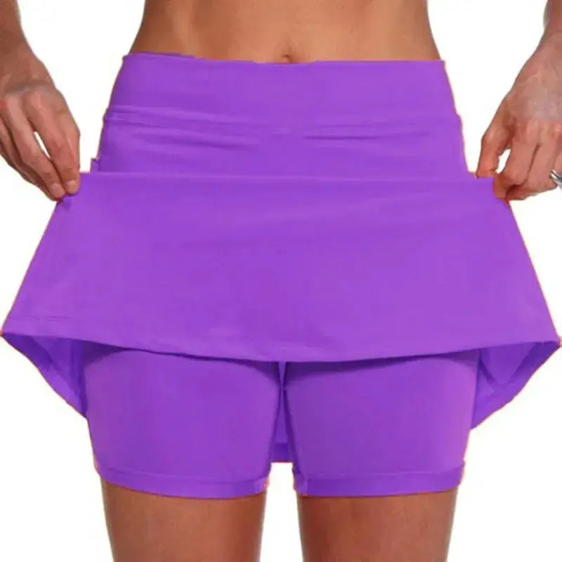 Femme - Jupe de sport respirante avec poches pour femme, courte, couleur unie, anti-exposition, pour la course, le tennis, le golf