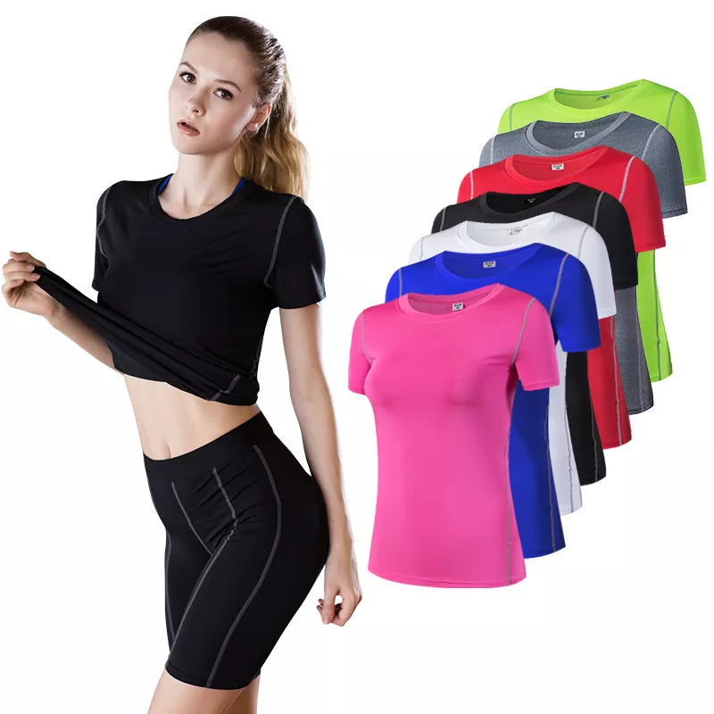 Femme - T-shirt de sport, fitness, gym, course à pied, Haut de yoga à séchage rapide