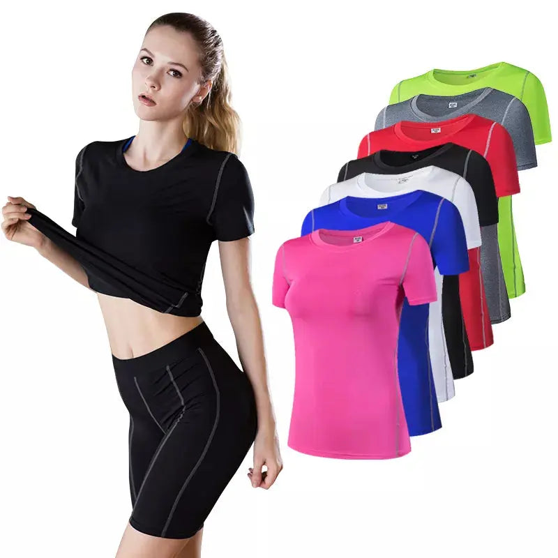 Femme - T-shirt de sport, fitness, gym, course à pied, Haut de yoga à séchage rapide