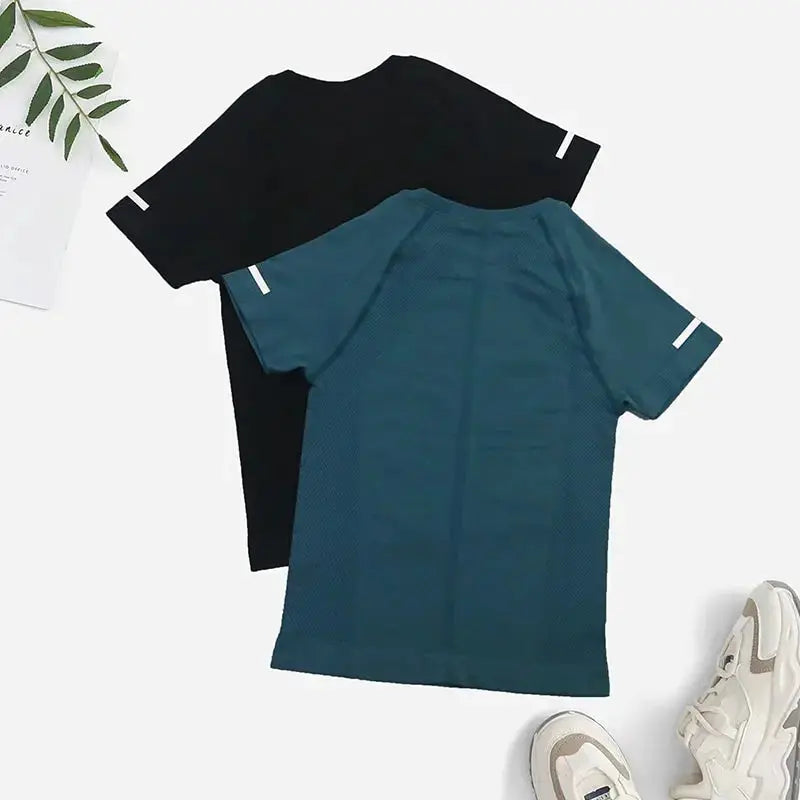Femme, T-shirt classe de sport, cyclisme, yoga , fitness, entraînement athlétisme, running (2 pièces)