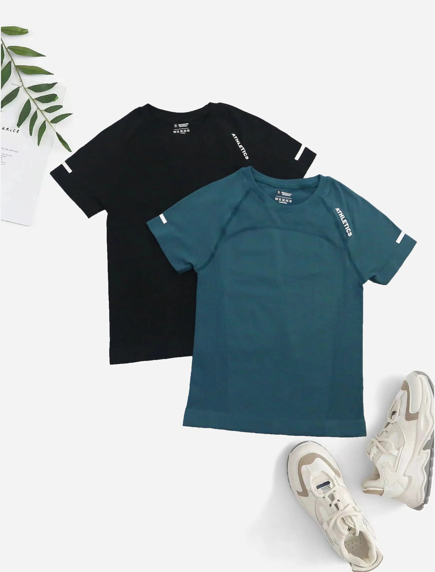 Femme, T-shirt classe de sport, cyclisme, yoga , fitness, entraînement athlétisme, running (2 pièces)