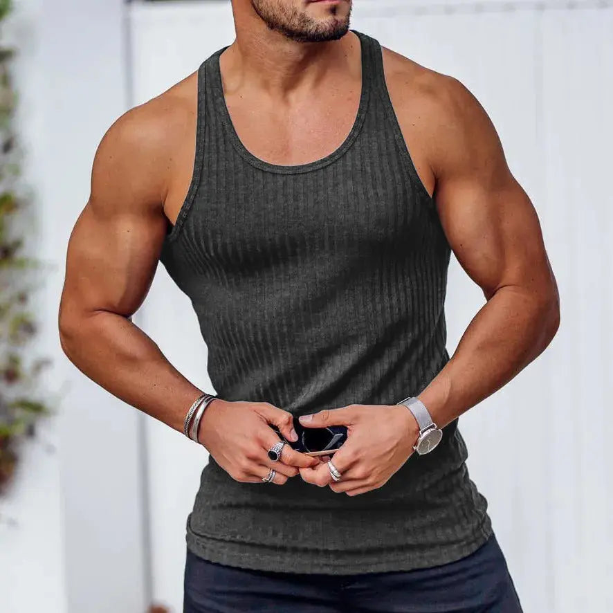 Homme - Débardeur d'entraînement musculaire pour hommes, vêtements de gymnastique
