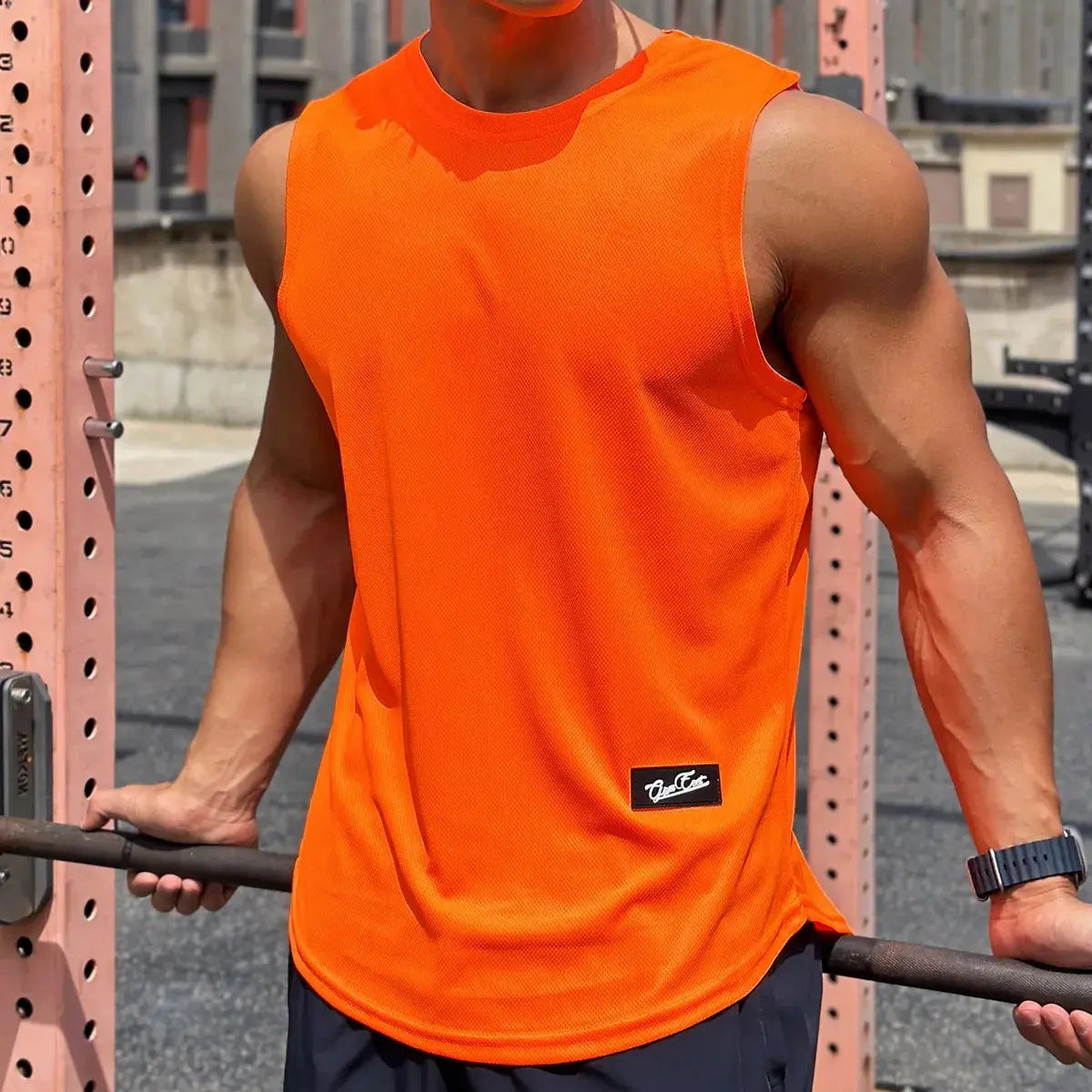 Homme - Débardeur en maille à col rond pour homme, sport et fitness, séchage rapide, nouvelle tendance estivale
