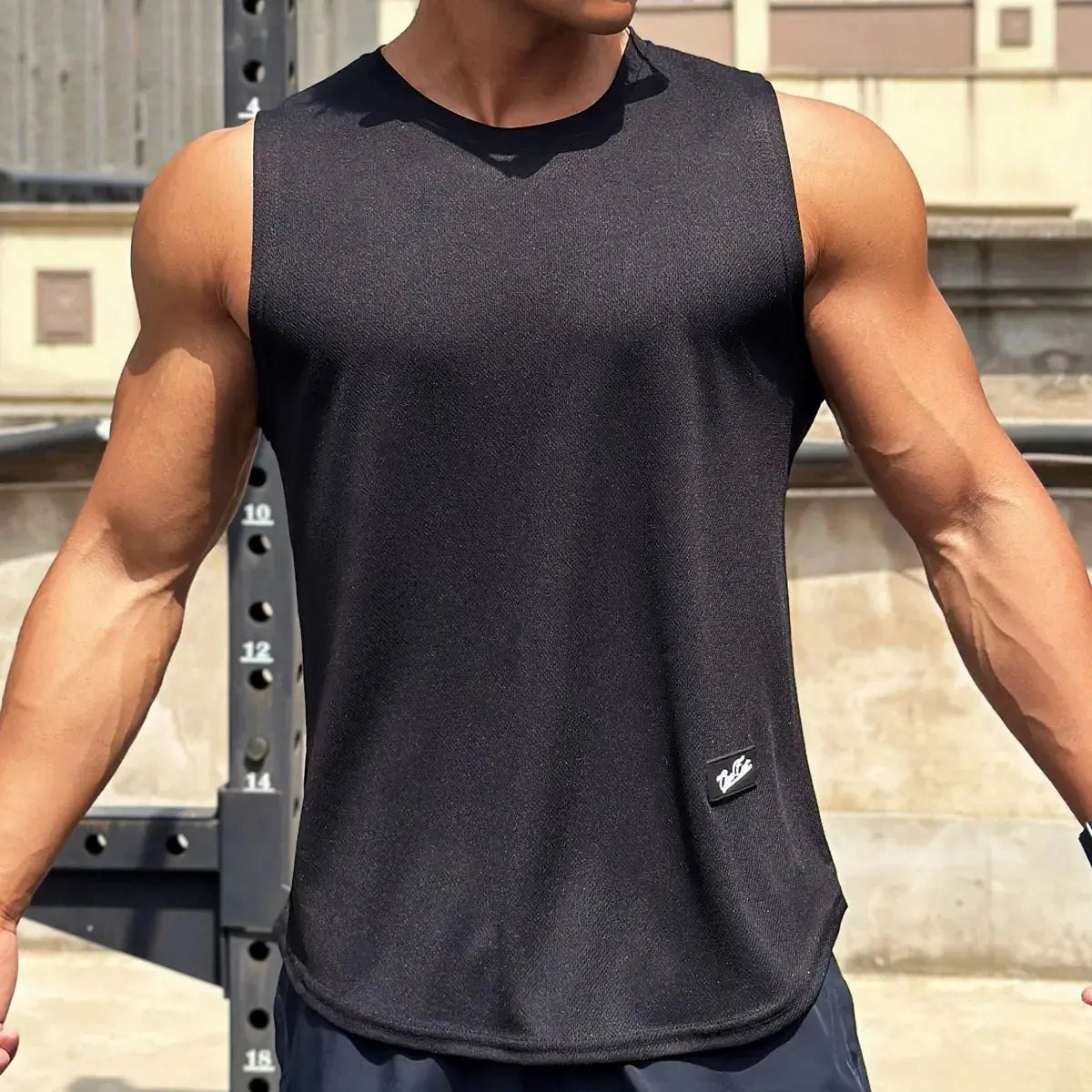 Homme - Débardeur en maille à col rond pour homme, sport et fitness, séchage rapide, nouvelle tendance estivale