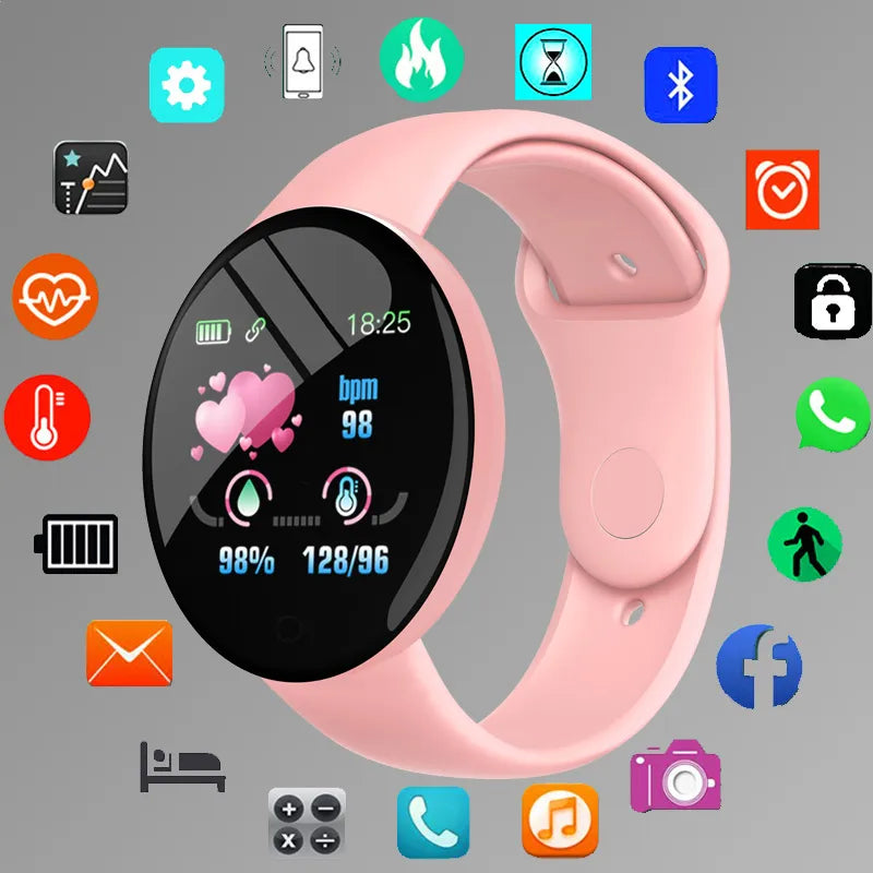 Montre de sport intelligente numérique ronde pour hommes et femmes, montres LED, électronique, Bluetooth, montre-bracelet de fitness, multifonctions.