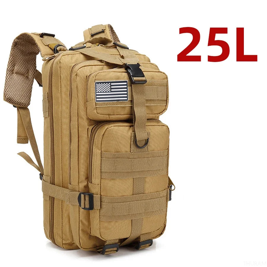 Sac à dos 25L/50L imperméable, nylon 1000D, multi-activités - randonnée, camping, chasse, pêche, trekking