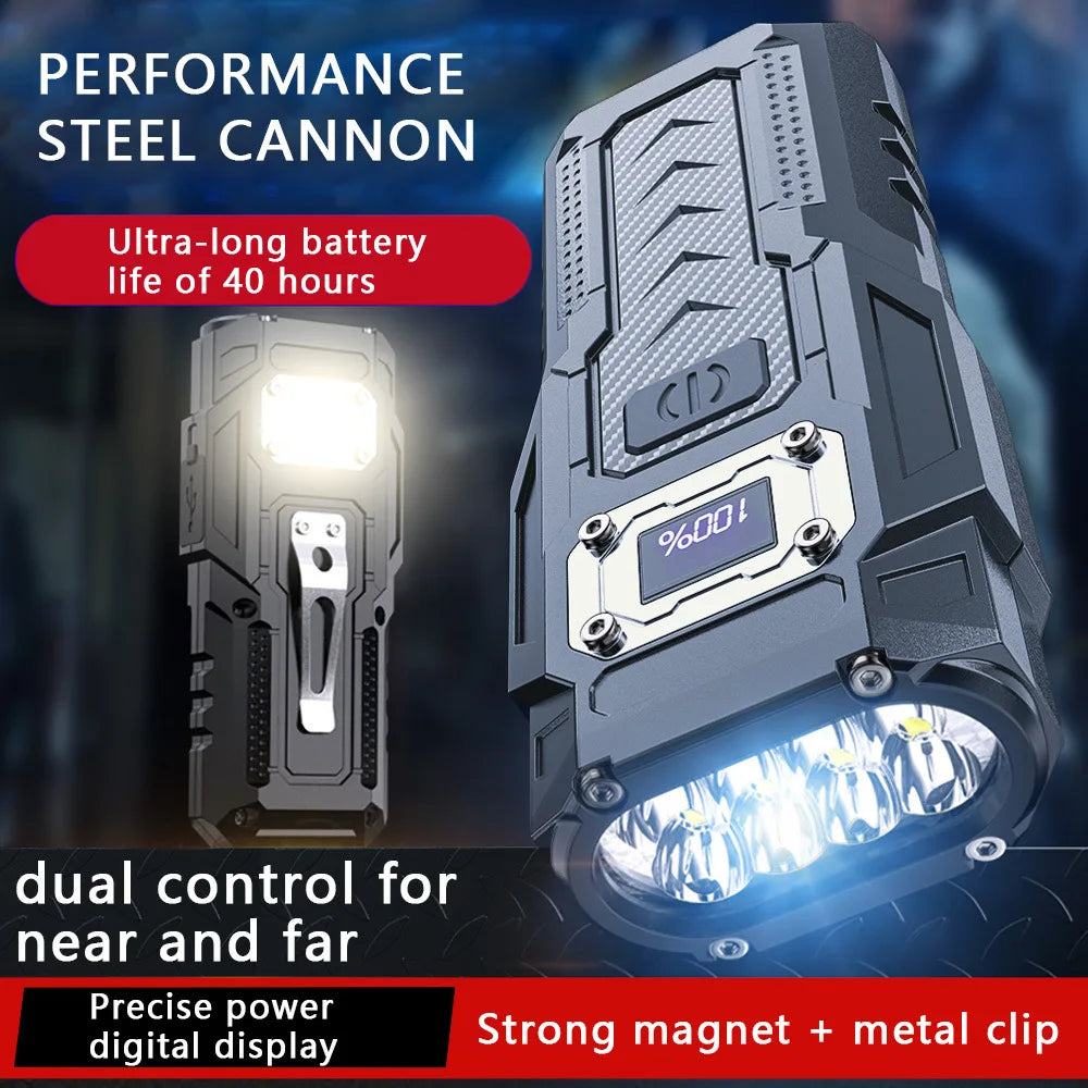Lampe de poche 8 led ultra puissante avec base magnétique – idéal camping et urgences