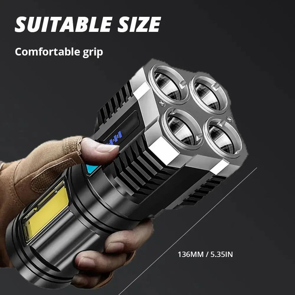 Lampe de poche led rechargeable usb avec 4 faisceaux – lumière puissante et design