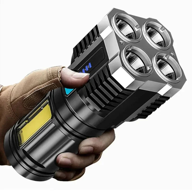 Lampe de poche led rechargeable usb avec 4 faisceaux – lumière puissante et design