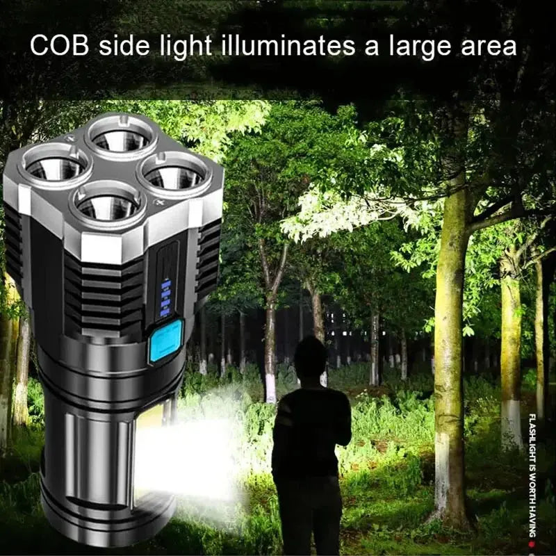 Lampe de poche led rechargeable usb avec 4 faisceaux – lumière puissante et design SportMix