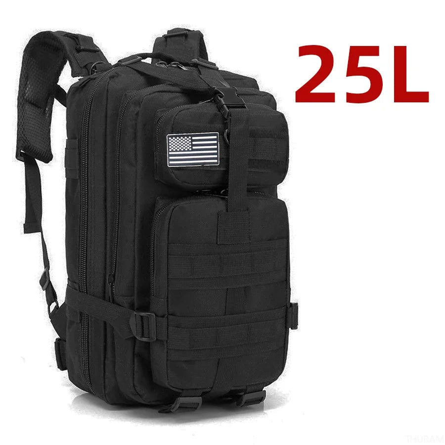 Sac à dos 25L/50L imperméable, nylon 1000D, multi-activités - randonnée, camping, chasse, pêche, trekking
