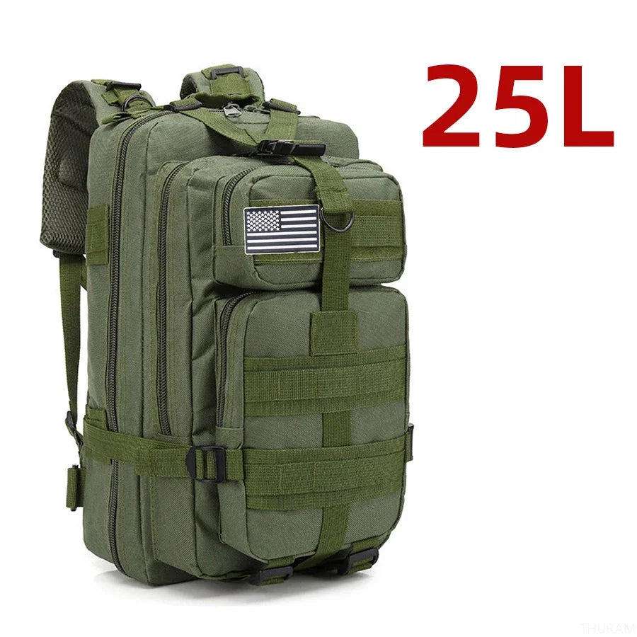 Sac à dos 25L/50L imperméable, nylon 1000D, multi-activités - randonnée, camping, chasse, pêche, trekking