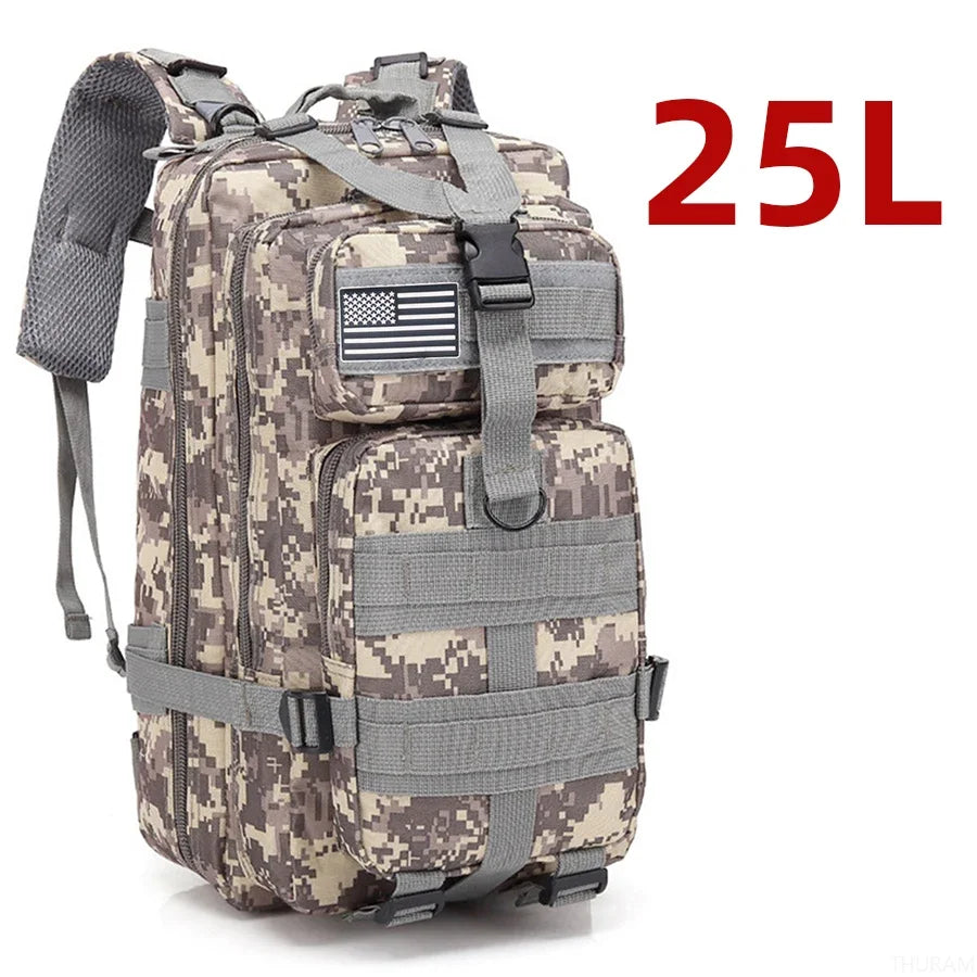 Sac à dos 25L/50L imperméable, nylon 1000D, multi-activités - randonnée, camping, chasse, pêche, trekking