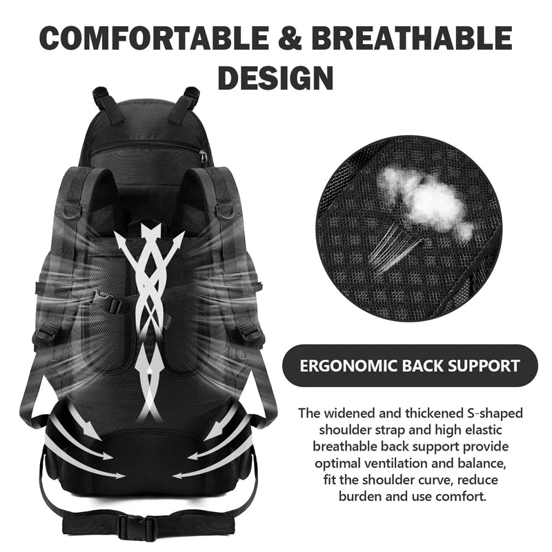 Sac de sport 90L étanche, résistant et imperméable, grande capacité pour randonnée, trekking et camping