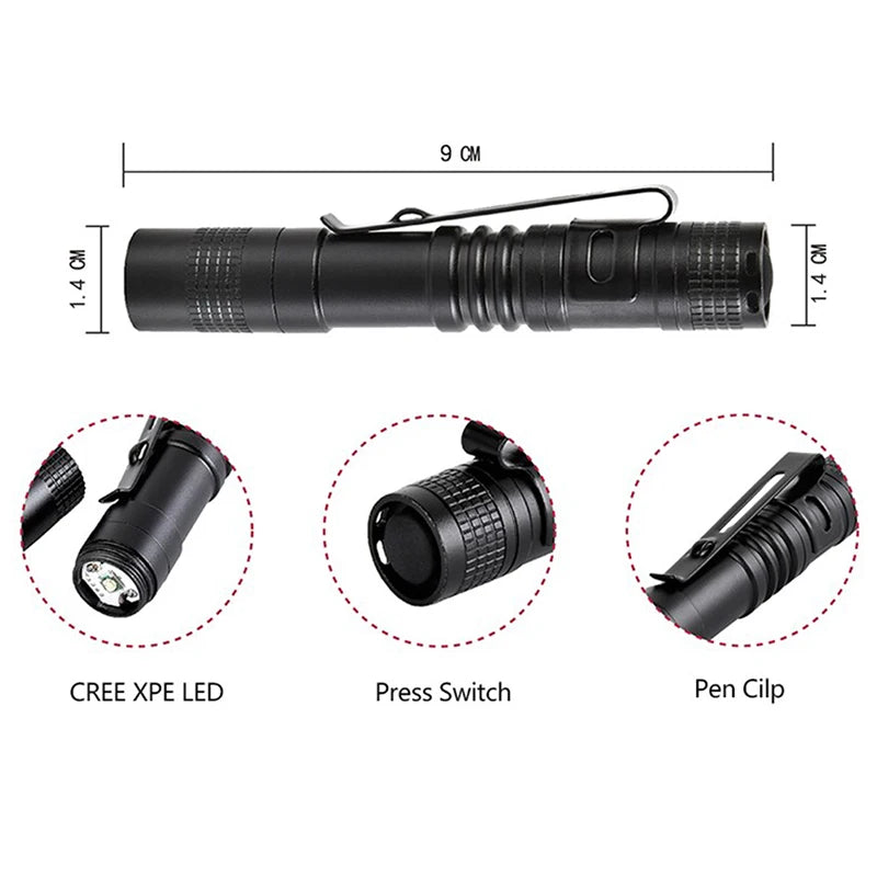 Mini lampe de poche haute qualité – idéale pour le camping et l’extérieur