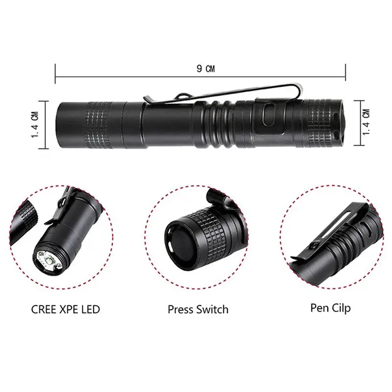 Mini lampe de poche haute qualité – idéale pour le camping et l’extérieur SportMix