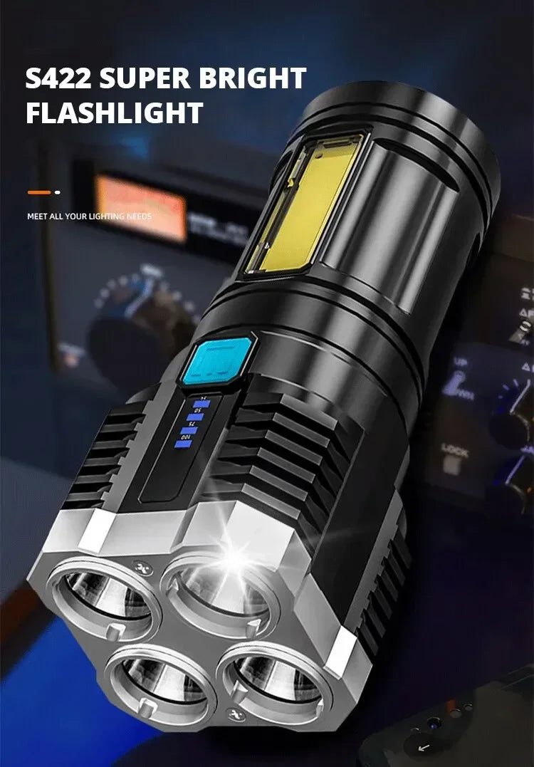 Lampe de poche led rechargeable usb avec 4 faisceaux – lumière puissante et design