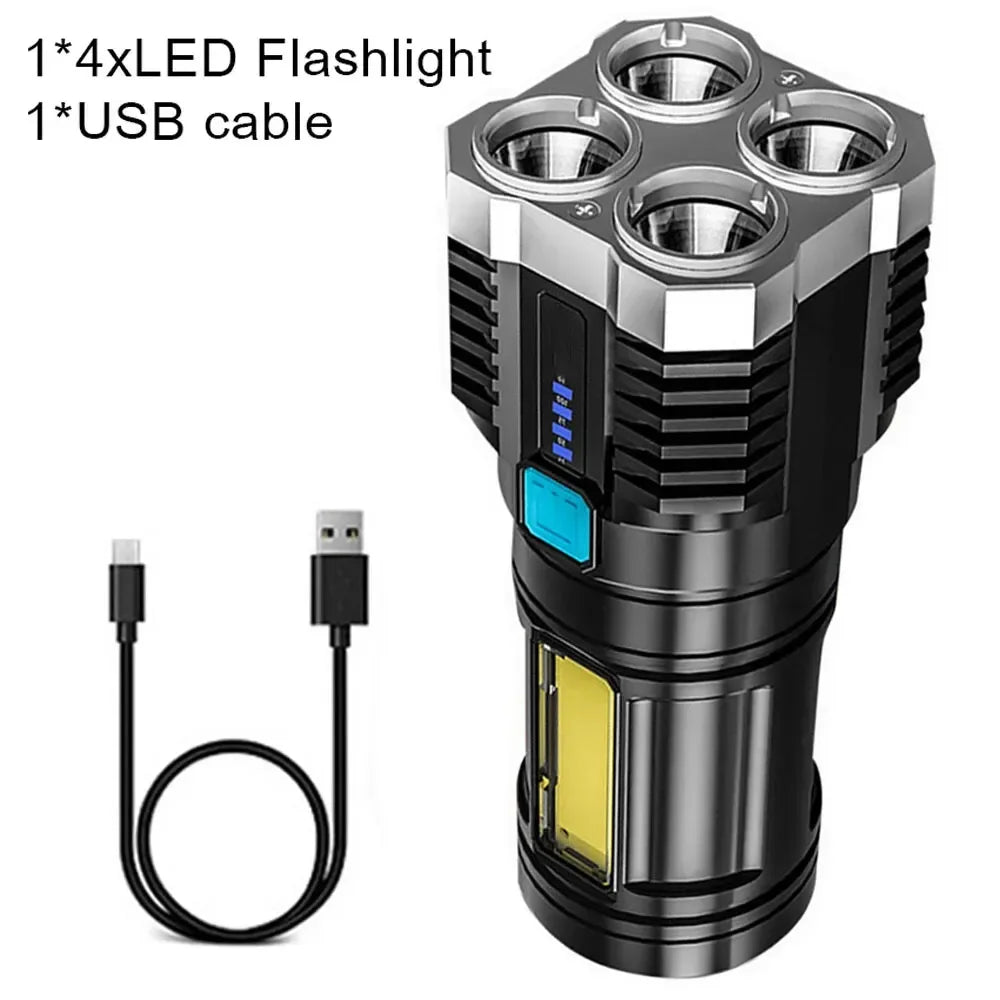 Lampe de poche led rechargeable usb avec 4 faisceaux – lumière puissante et design