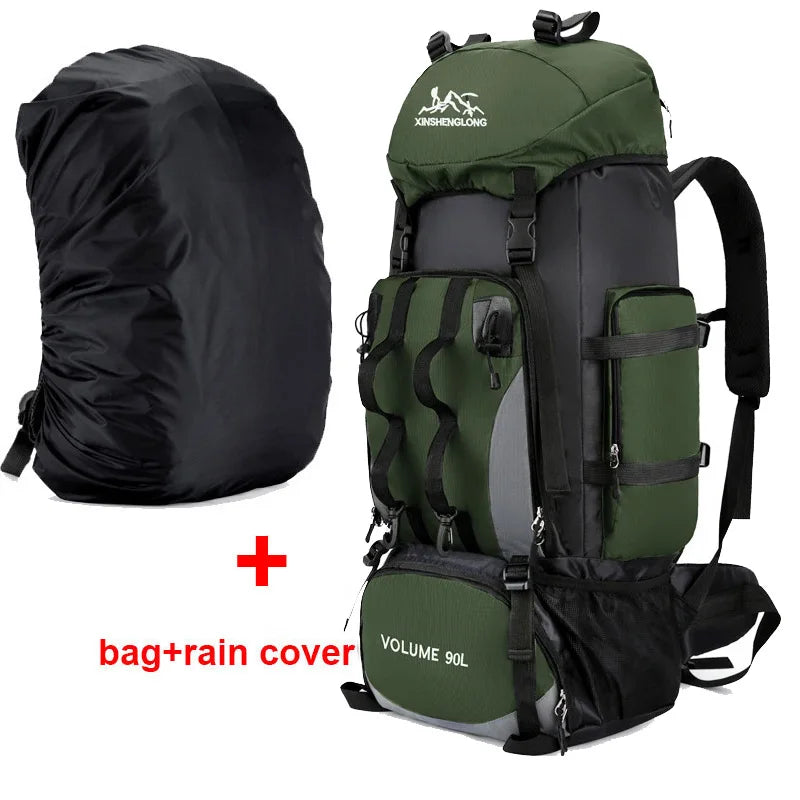 Sac de sport 90L étanche, résistant et imperméable, grande capacité pour randonnée, trekking et camping