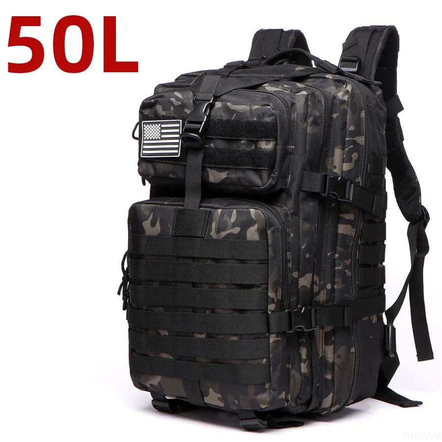 Sac à dos 25L/50L imperméable, nylon 1000D, multi-activités - randonnée, camping, chasse, pêche, trekking