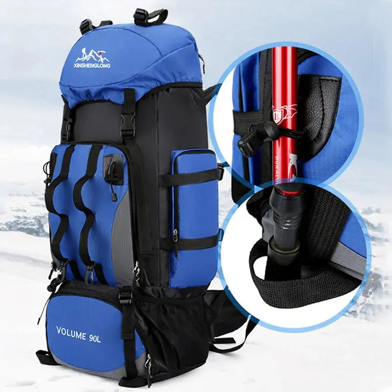 Sac de sport 90L étanche, résistant et imperméable, grande capacité pour randonnée, trekking et camping SportMix