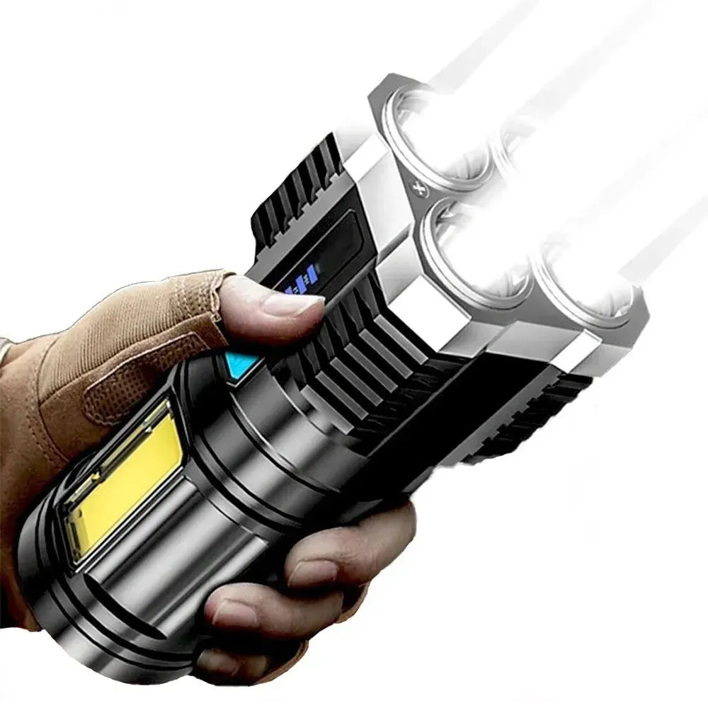 Lampe de poche led rechargeable usb avec 4 faisceaux – lumière puissante et design