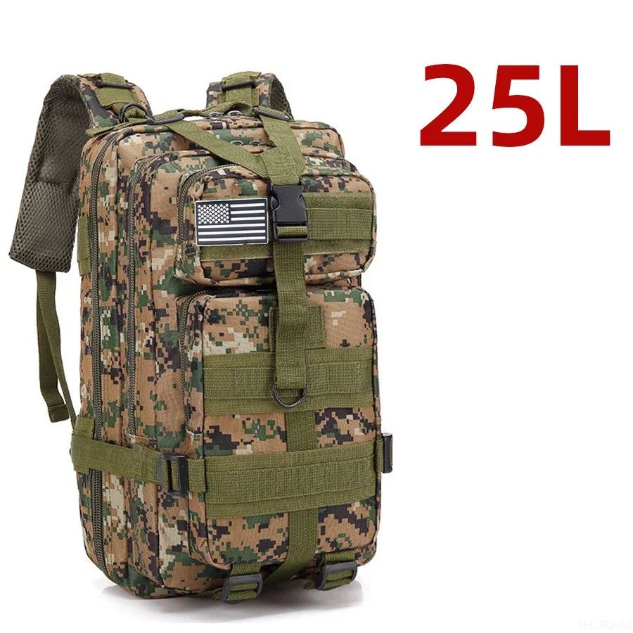 Sac à dos 25L/50L imperméable, nylon 1000D, multi-activités - randonnée, camping, chasse, pêche, trekking