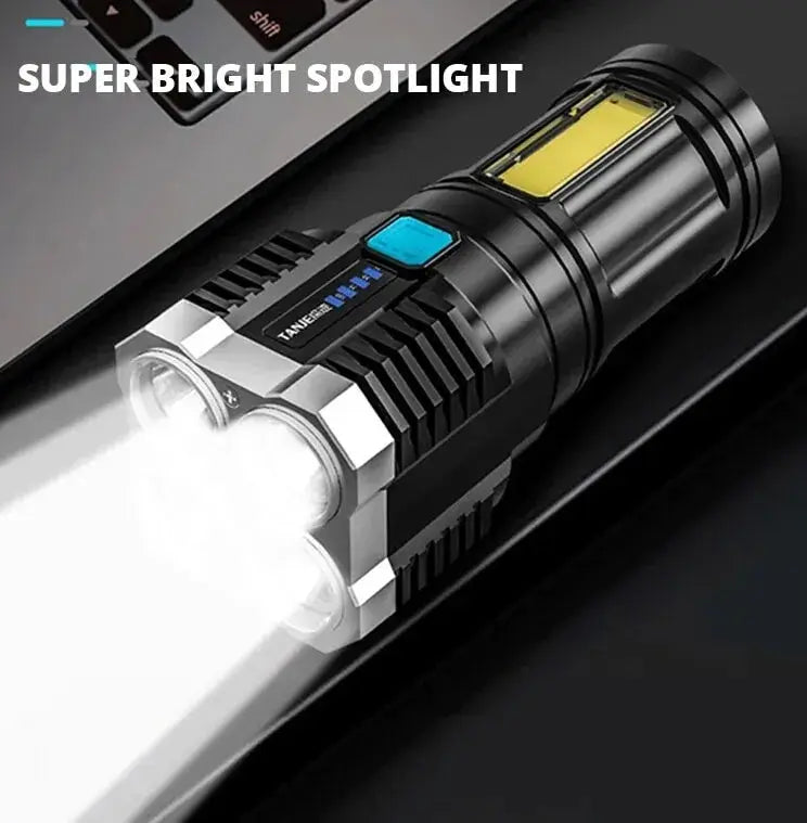 Lampe de poche led rechargeable usb avec 4 faisceaux – lumière puissante et design