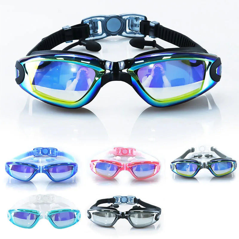 Lunettes de natation étanches pour adultes, lunettes de piscine, lunettes anti-buée, lunettes optiques avec bouchons d'oreille, protection UV, hommes et femmes