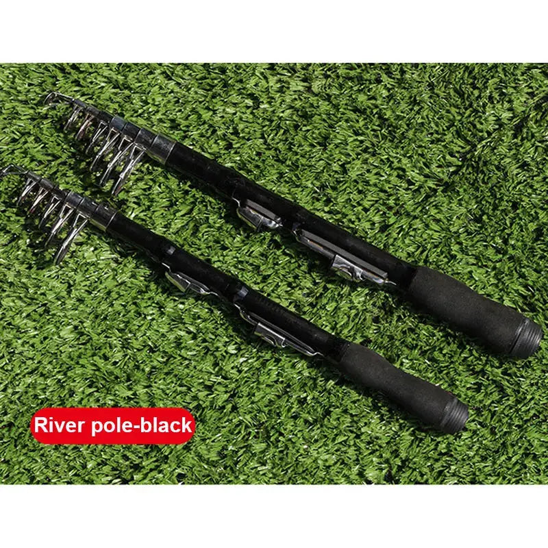 Cannes à pêche télescopiques en acier au carbone, portable, 1-2.3m