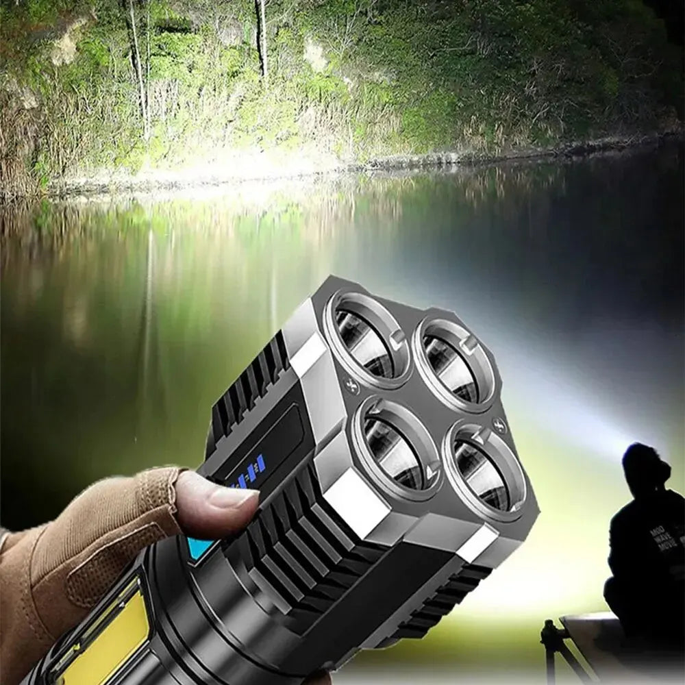 Lampe de poche led rechargeable usb avec 4 faisceaux – lumière puissante et design