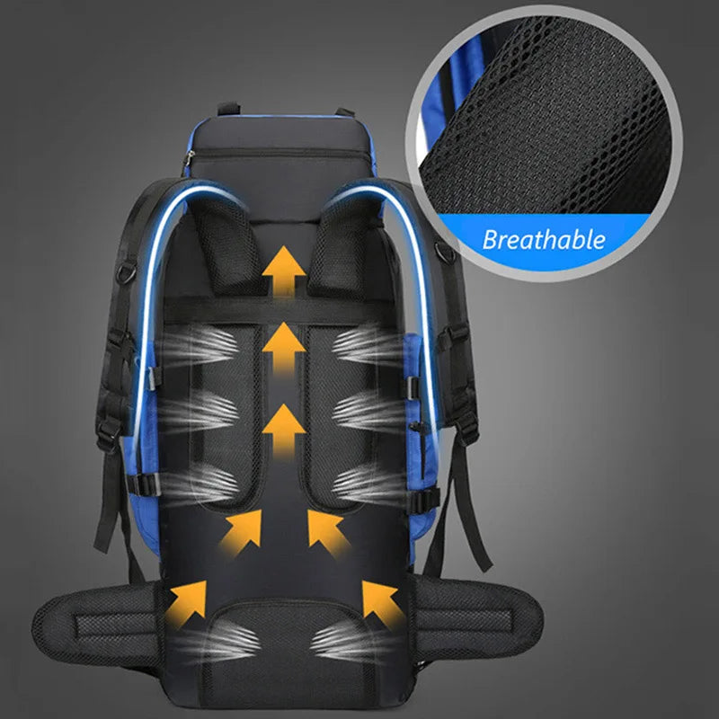 Sac de sport 90L étanche, résistant et imperméable, grande capacité pour randonnée, trekking et camping