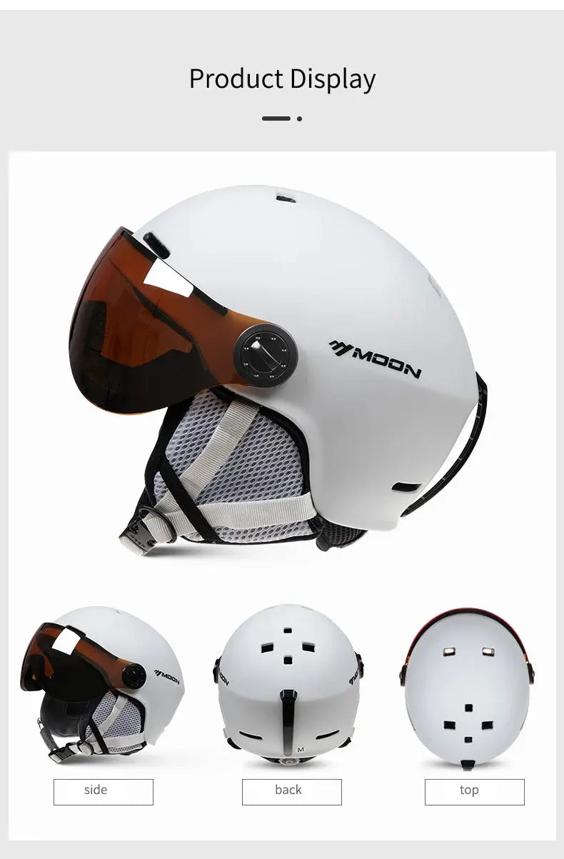 Casque de ski avec lunettes moulées, sports de plein air