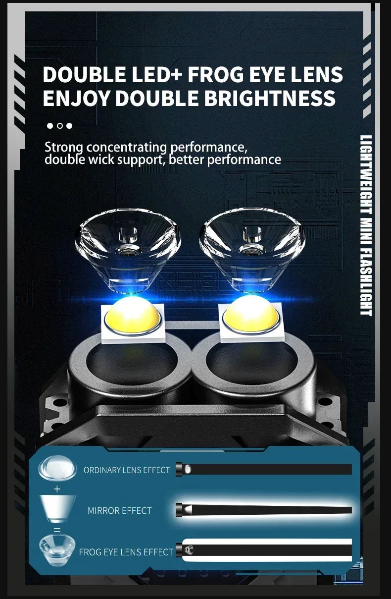 Lampe de poche mini LED rechargeable, ultra-brillante et pratique avec clip magnétique