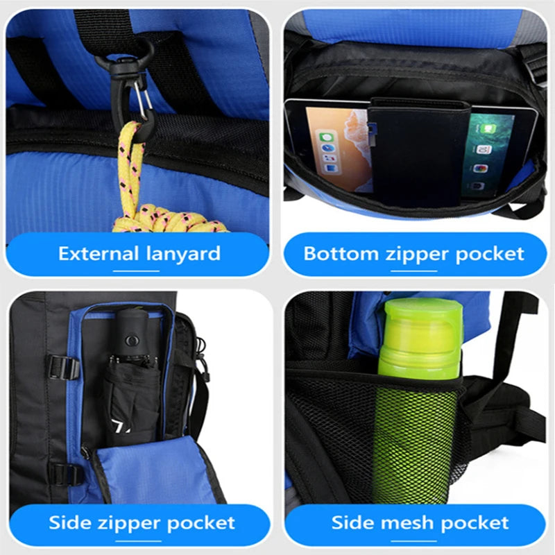 Sac de sport 90L étanche, résistant et imperméable, grande capacité pour randonnée, trekking et camping