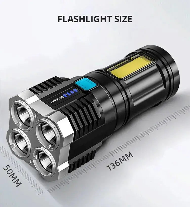Lampe de poche led rechargeable usb avec 4 faisceaux – lumière puissante et design SportMix