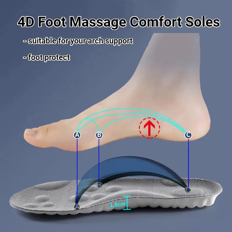Semelles intérieures de massage 4D pour chaussures de sport, semelle intérieure pour pieds, course