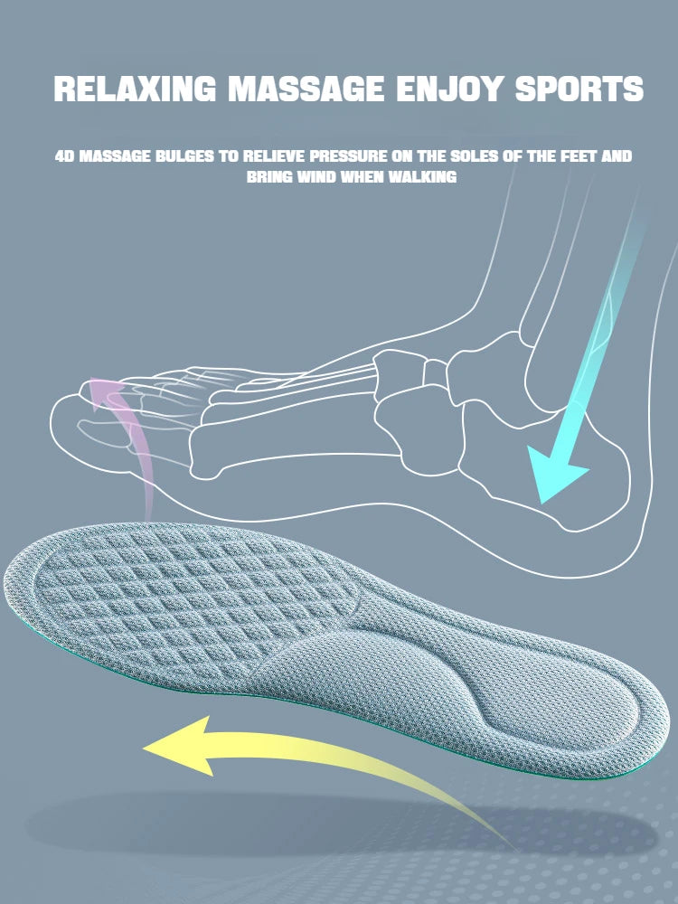 Semelles intérieures de massage 4D pour chaussures de sport, semelle intérieure pour pieds, course