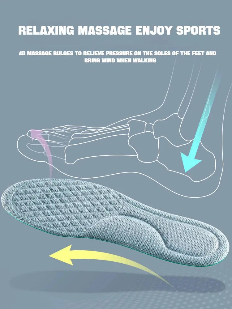 Semelles intérieures de massage 4D pour chaussures de sport, semelle intérieure pour pieds, course