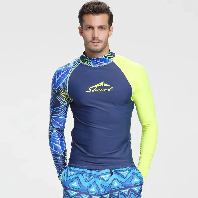 SBART-Maillot de bain fendu à manches longues pour hommes, maillot de bain de protection solaire, maillot de bain de surf, costume de méduse, corps 3/4