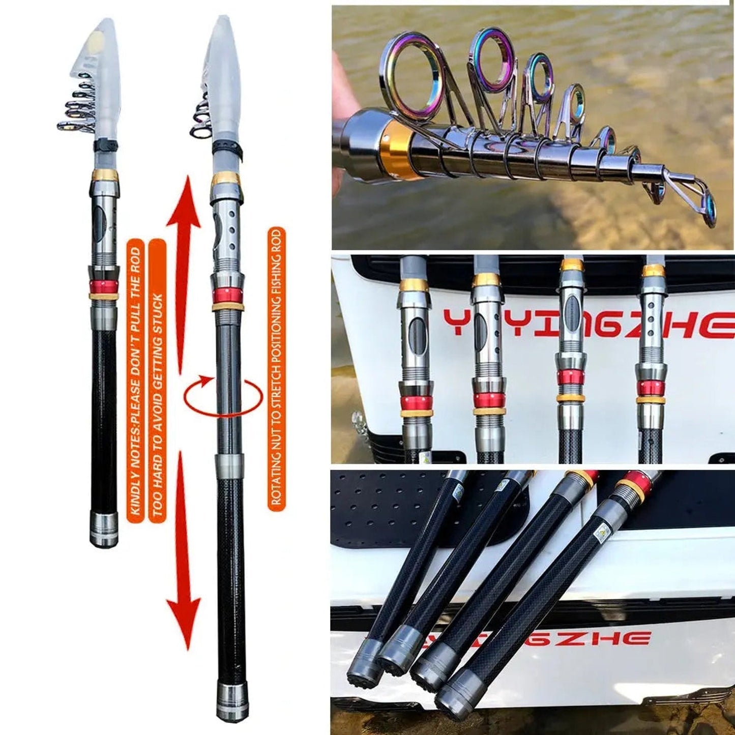 Canne pêche carbone + moulinet — 1,8-3,6 m