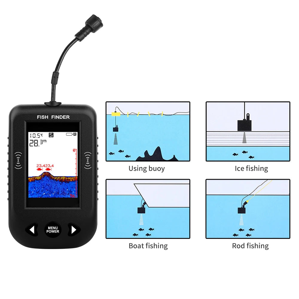 Détecteur de poisson portable XF03, sonar, profondeur de 100m