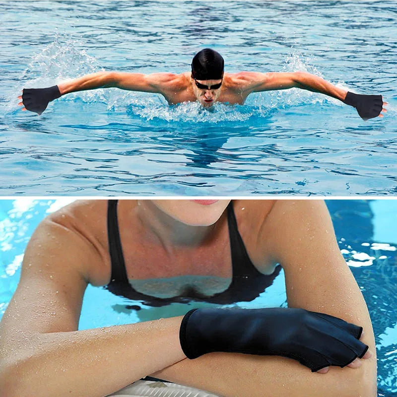 1 paire de gants de natation, Fitness aquatique, résistance à l'eau, Aqua Fit, entraînement à la pagaie, sans doigts, BN99